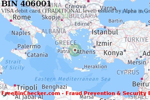 406001 VISA debit Greece GR BIN Danh sách
