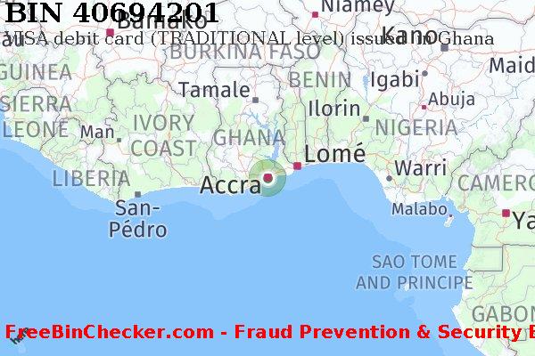 40694201 VISA debit Ghana GH बिन सूची