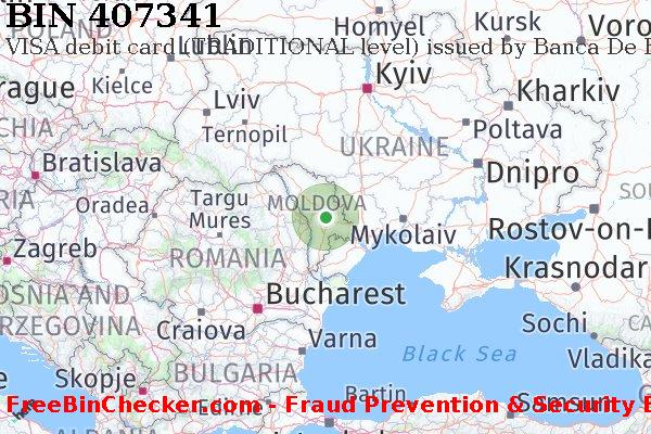407341 VISA debit Moldova MD बिन सूची