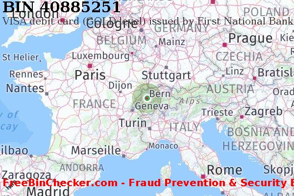 40885251 VISA debit Switzerland CH BIN List