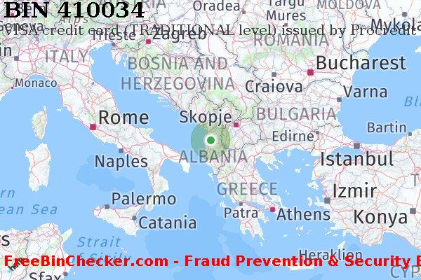 410034 VISA credit Albania AL BIN List