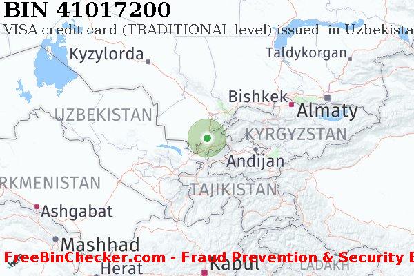 41017200 VISA credit Uzbekistan UZ बिन सूची