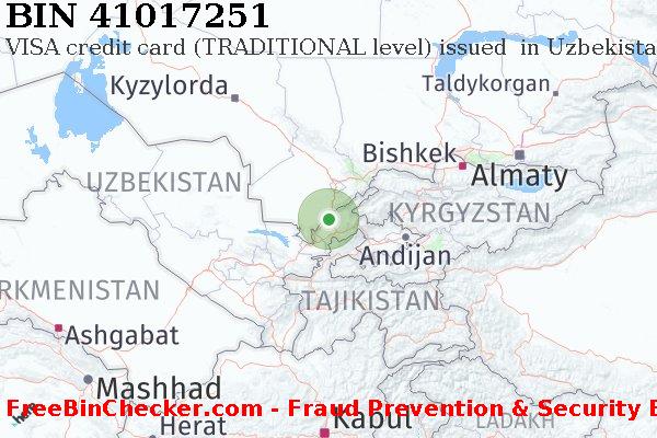41017251 VISA credit Uzbekistan UZ बिन सूची