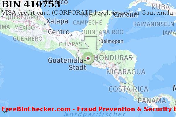 410753 VISA credit Guatemala GT BIN-Liste