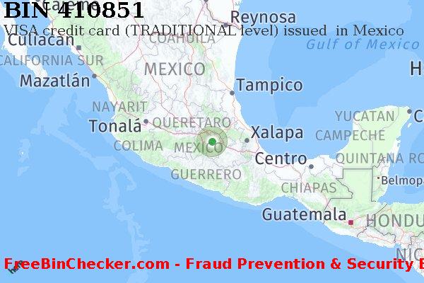 410851 VISA credit Mexico MX BIN Lijst