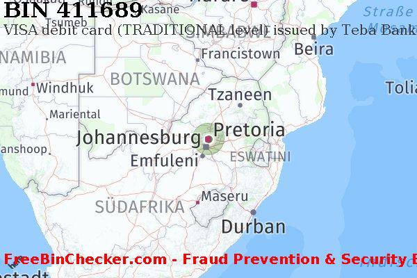 411689 VISA debit South Africa ZA BIN-Liste