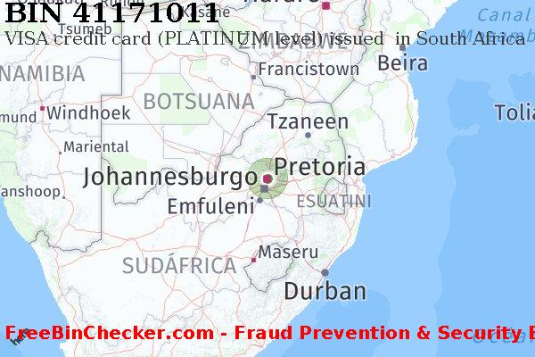 41171011 VISA credit South Africa ZA Lista de BIN