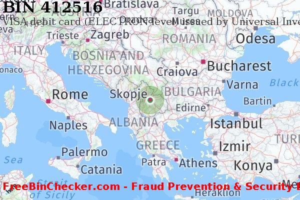 412516 VISA debit Macedonia MK Lista de BIN