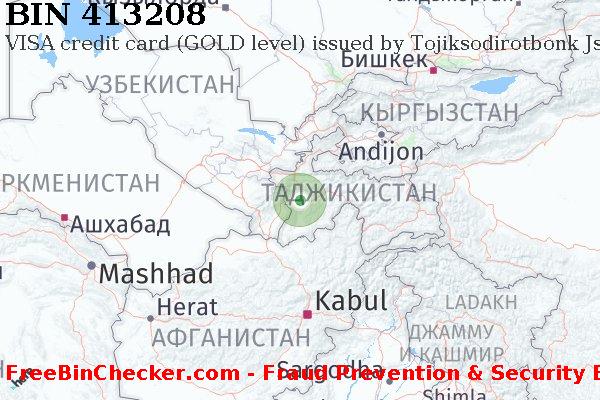 413208 VISA credit Tajikistan TJ Список БИН