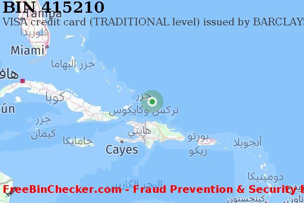 415210 VISA credit Turks and Caicos Islands TC قائمة BIN