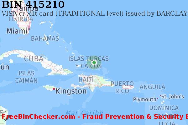 415210 VISA credit Turks and Caicos Islands TC Lista de BIN