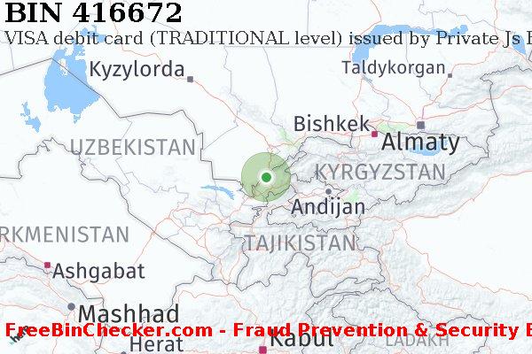416672 VISA debit Uzbekistan UZ बिन सूची