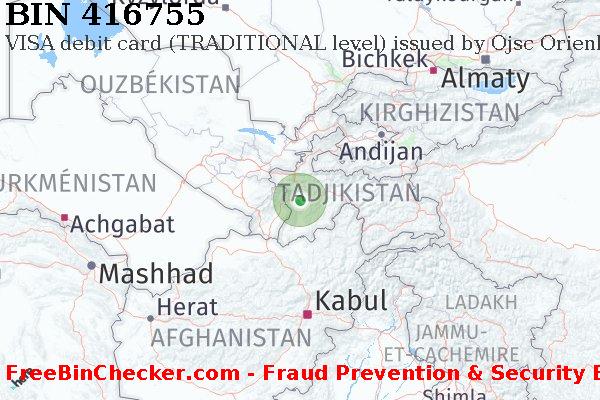 416755 VISA debit Tajikistan TJ BIN Liste 