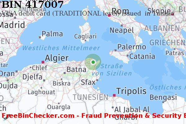 417007 VISA debit Tunisia TN BIN-Liste