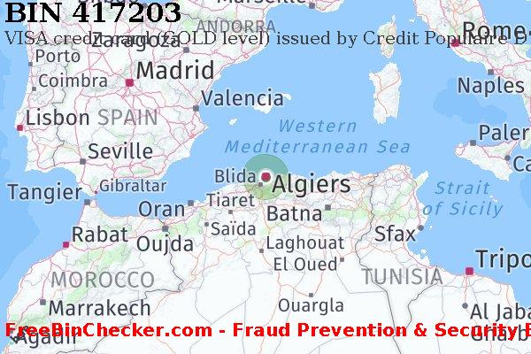 417203 VISA credit Algeria DZ BIN List