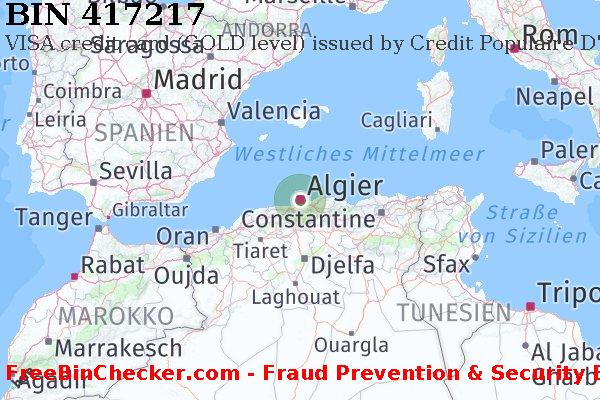417217 VISA credit Algeria DZ BIN-Liste