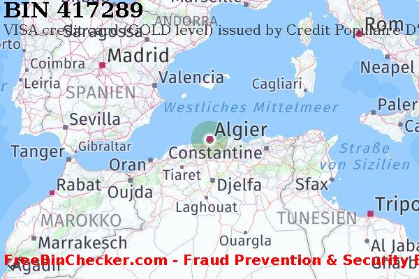 417289 VISA credit Algeria DZ BIN-Liste
