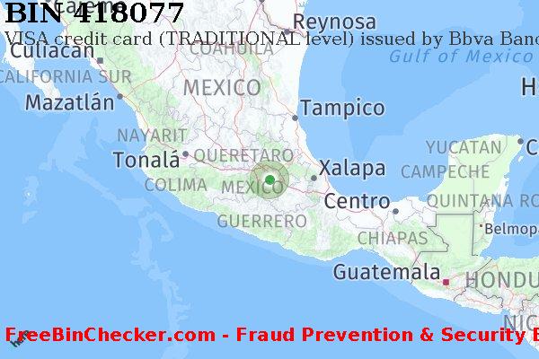 418077 VISA credit Mexico MX BIN Lijst