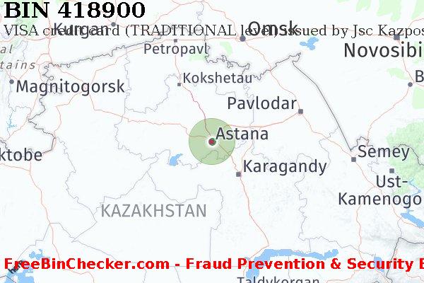 418900 VISA credit Kazakhstan KZ BIN List