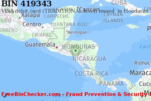 419343 VISA debit Honduras HN বিন তালিকা