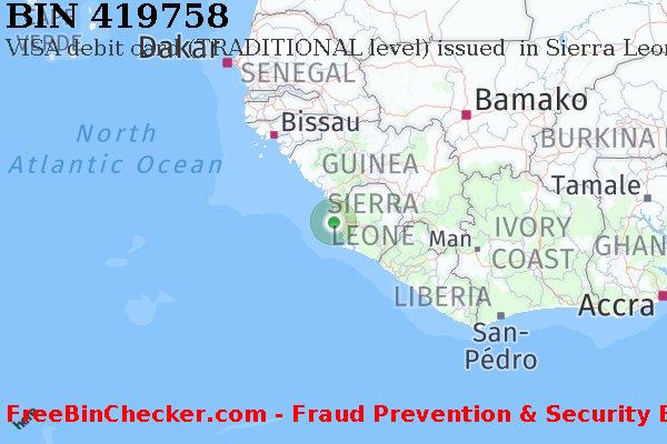 419758 VISA debit Sierra Leone SL बिन सूची