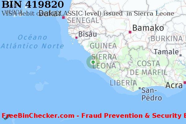 419820 VISA debit Sierra Leone SL Lista de BIN
