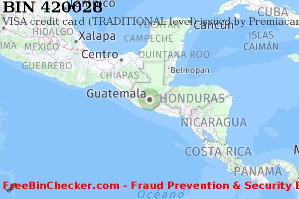 420028 VISA credit Guatemala GT Lista de BIN