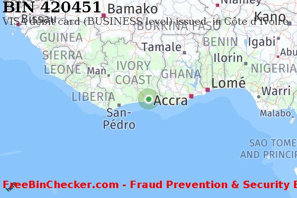 420451 VISA debit Côte d'Ivoire CI BIN Danh sách