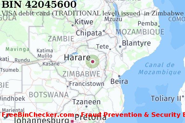 42045600 VISA debit Zimbabwe ZW BIN Liste 