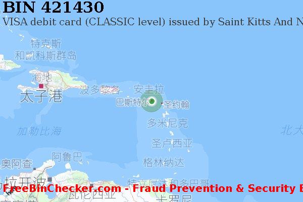 421430 VISA debit Saint Kitts and Nevis KN BIN列表