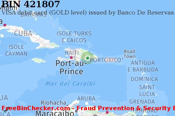 421807 VISA debit Dominican Republic DO Lista BIN