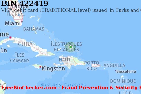 422419 VISA debit Turks and Caicos Islands TC BIN Liste 