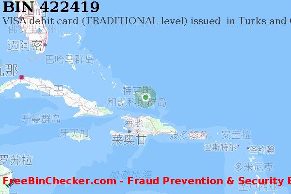 422419 VISA debit Turks and Caicos Islands TC BIN列表