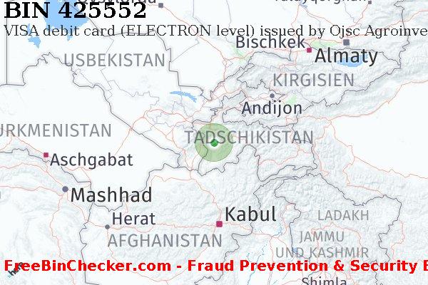 425552 VISA debit Tajikistan TJ BIN-Liste