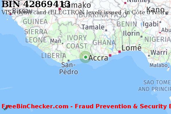 42869413 VISA debit Côte d'Ivoire CI BIN Danh sách