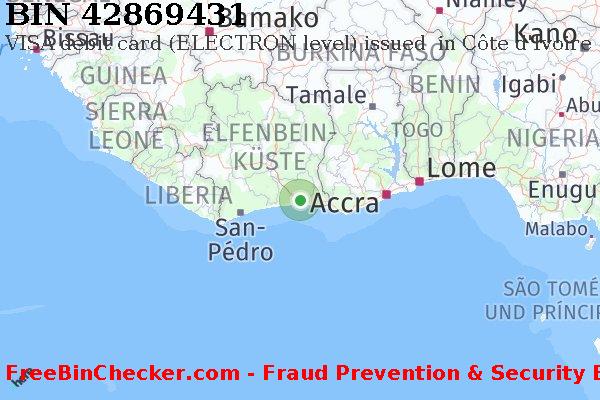 42869431 VISA debit Côte d'Ivoire CI BIN-Liste