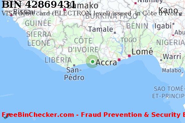 42869431 VISA debit Côte d'Ivoire CI BIN Liste 