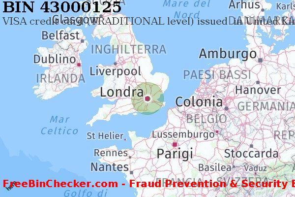 43000125 VISA credit United Kingdom GB Lista BIN