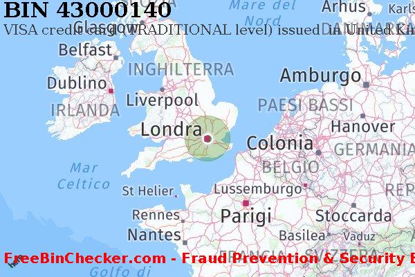 43000140 VISA credit United Kingdom GB Lista BIN