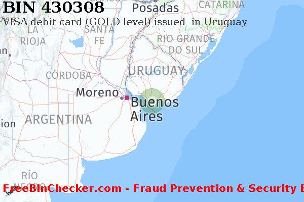 430308 VISA debit Uruguay UY BIN Lijst