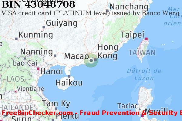 43048708 VISA credit Macau MO BIN Liste 