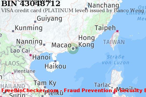 43048712 VISA credit Macau MO BIN-Liste