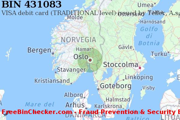 431083 VISA debit Norway NO Lista BIN