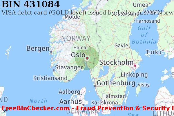 431084 VISA debit Norway NO BIN List