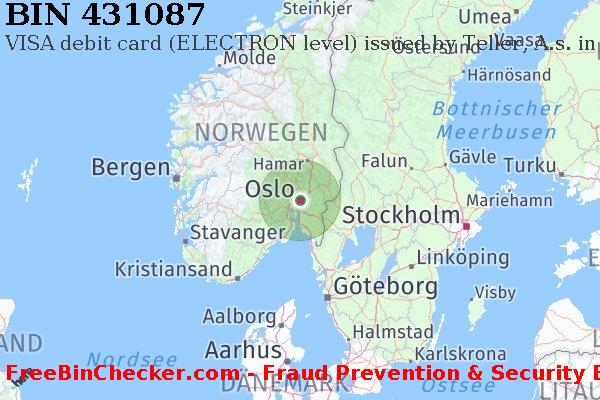 431087 VISA debit Norway NO BIN-Liste