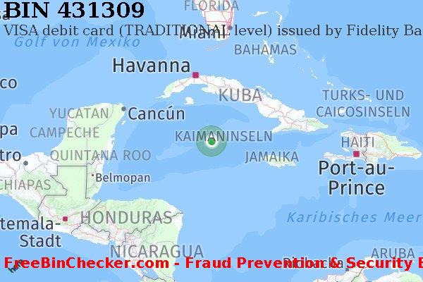 431309 VISA debit Cayman Islands KY BIN-Liste