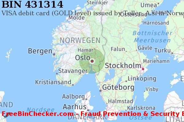 431314 VISA debit Norway NO BIN-Liste