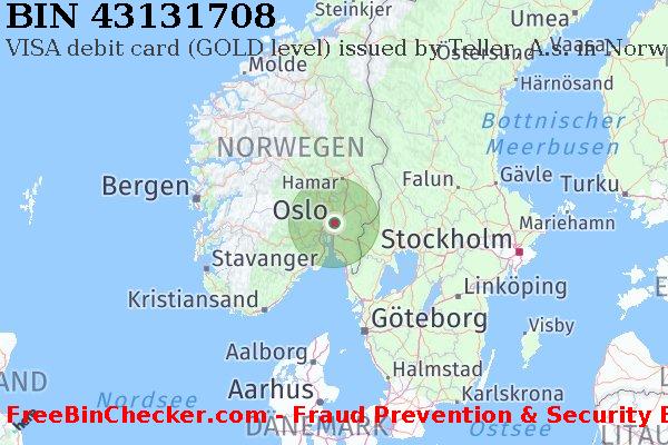 43131708 VISA debit Norway NO BIN-Liste