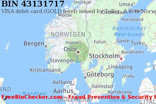 43131717 VISA debit Norway NO BIN-Liste