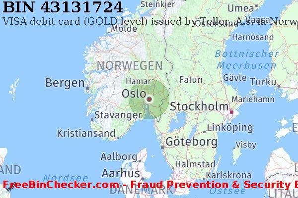 43131724 VISA debit Norway NO BIN-Liste